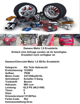 Preview: Heckklappendämpfer Set Daewoo Matiz 1,0 Bj. 03